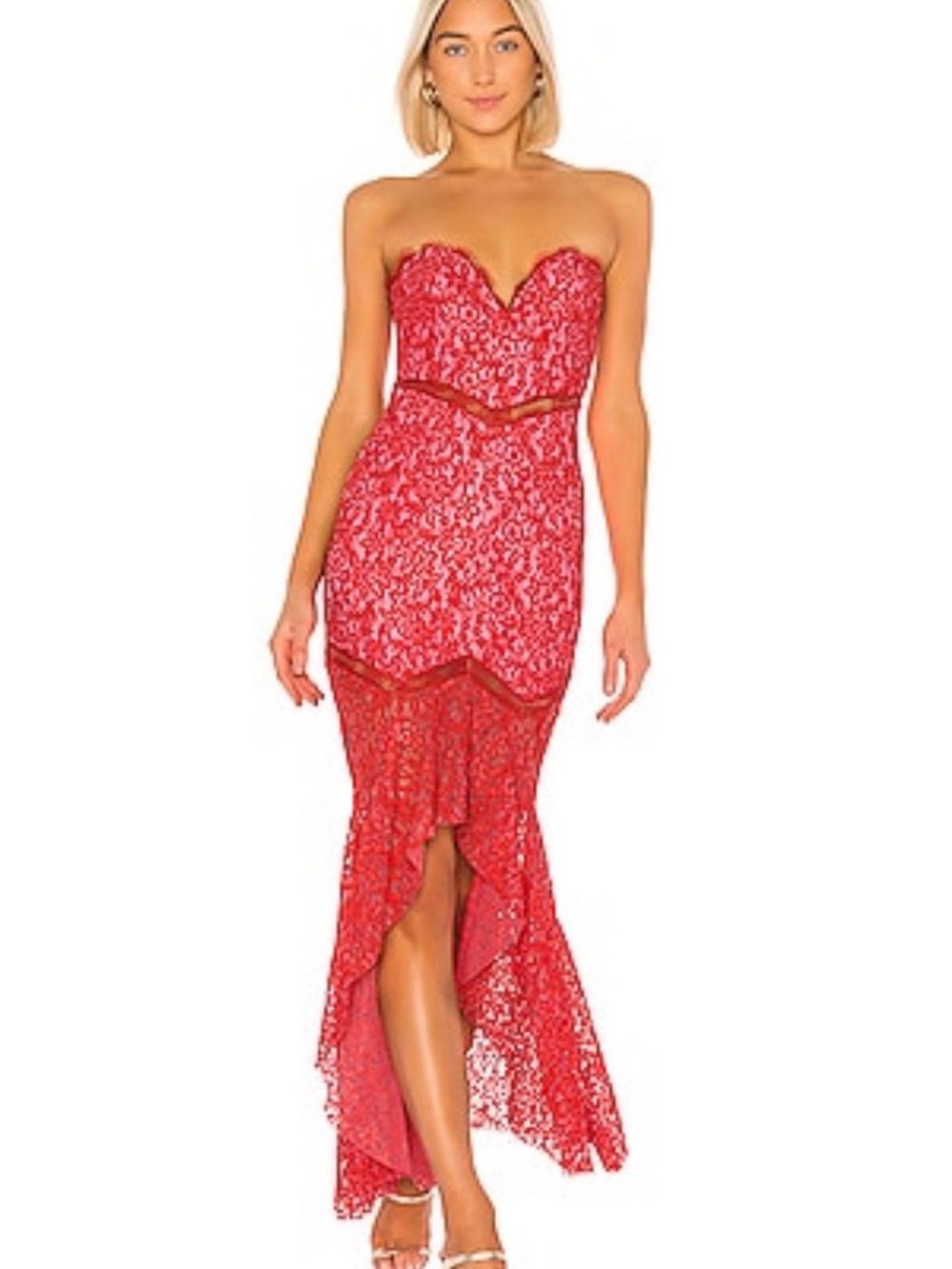 LOVERS AND FRIENDS KEVA GOWN RED LACE FORMAL SIZE S worn once